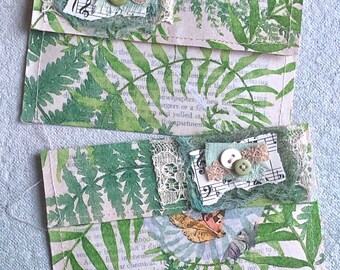 Decoupage Vintage Book Page Envelope Pockets with Journaling Cards