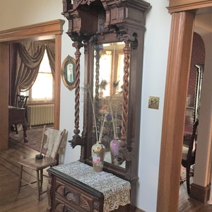 Antique Victorian Hall Stand Mirror OUTSTANDING
