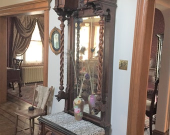 Antique Victorian Hall Stand Mirror OUTSTANDING