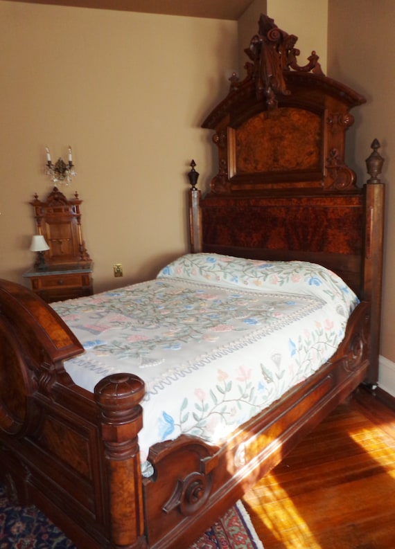 Antique Victorian Renaissance Revival 1850 1880 Bed And Dresser Set