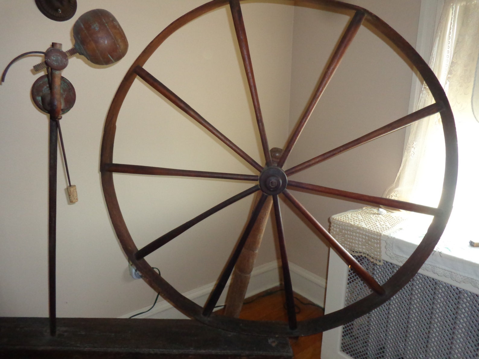 LARGE Antique Spinning Wheel Wool Wheel 57 HIGH Etsy
