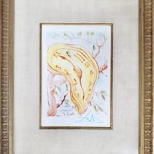 Salvador Dali c.1968 Melting Clock Soft Watch Original Signed Etching Authentic Surreal Artwork Time Art Persistence Of Memory Montre Molle