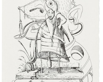 Salvador Dali 1973 The Drolatic Dreams of Pantagruel Suite Original Hand Signed Lithograph Surreal Figures Surrealism Gothic Surrealist Art