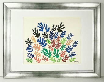 Henri Matisse 1958 Le Gerbe Sheaf Original Lithograph Paper Cutout COA Signed Framed Botanical Leaf Plant Flower Tree Plant Modern Fine Art