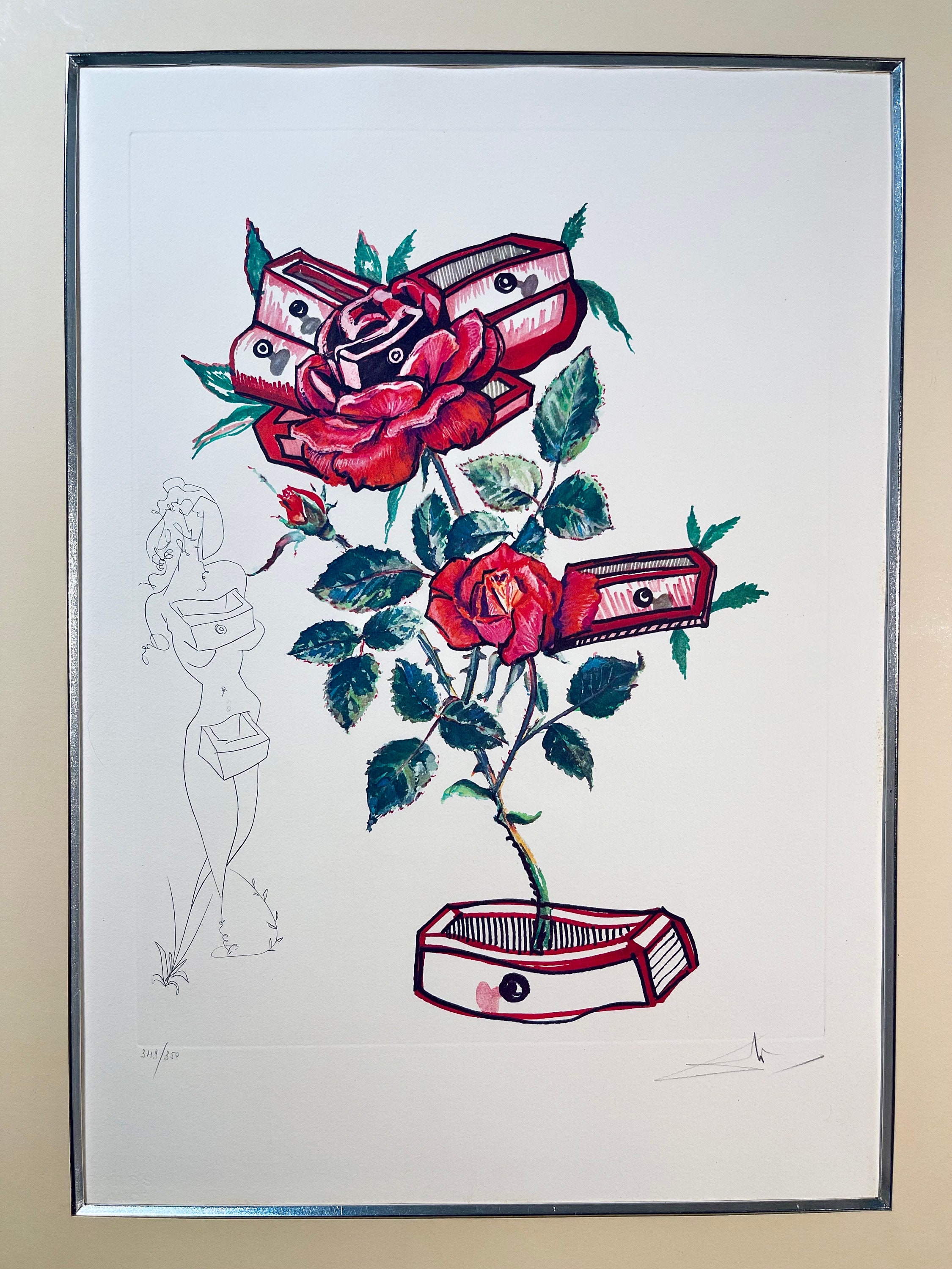 Salvador Dali C.1972 Rosa E Morte Floriscens Hand Signed Original