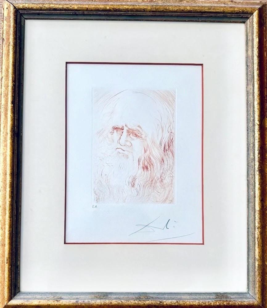 Salvador Dali C.1968 Leonardo Da Vinci Original Hand Signed Etching ...