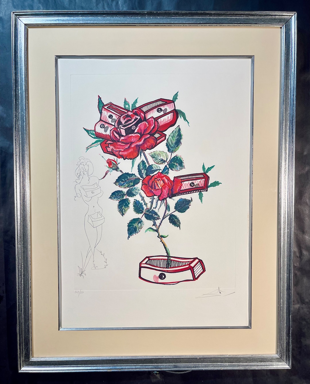 Salvador Dali C.1972 Rosa E Morte Floriscens Hand Signed Original