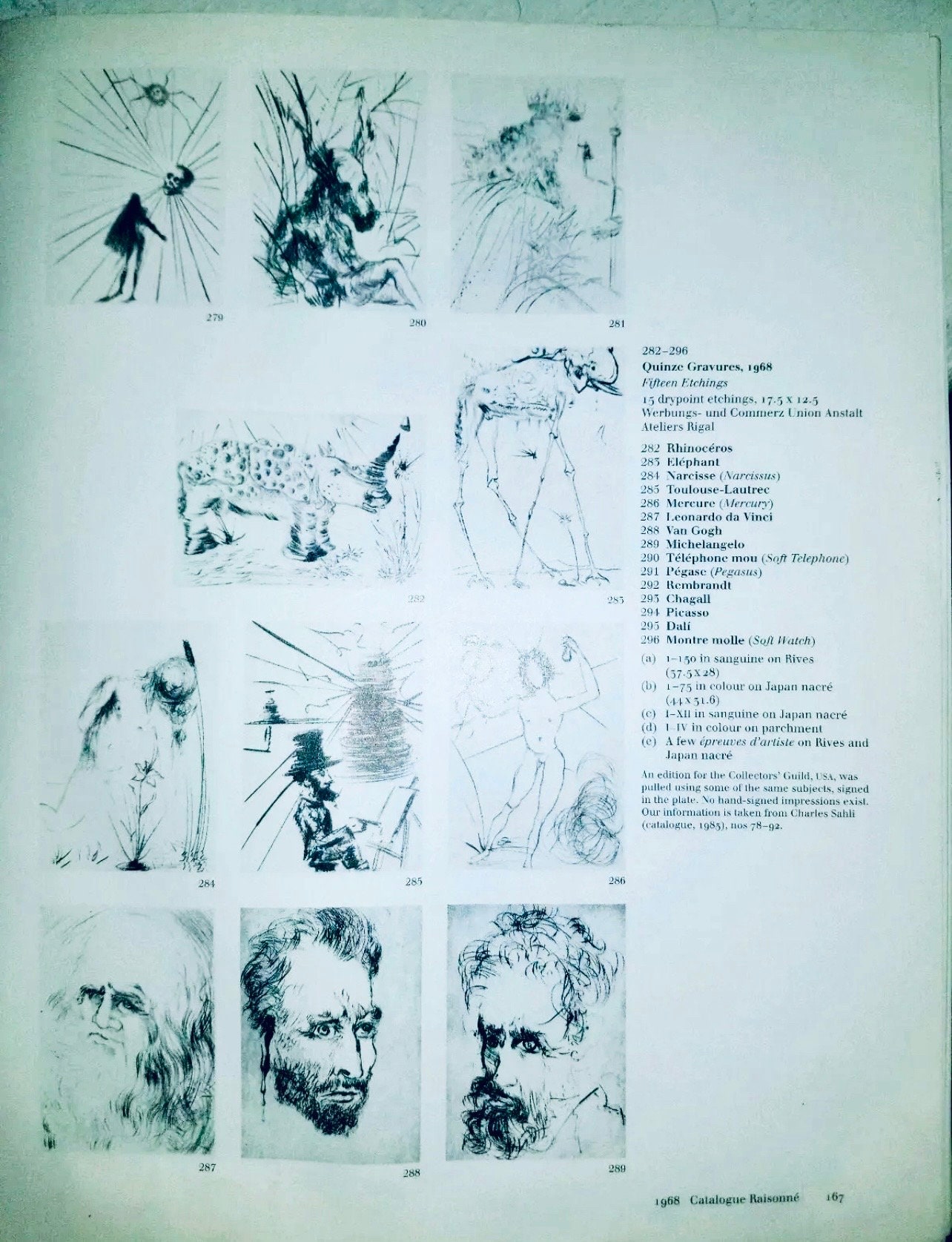 Salvador Dali C.1968 Michelangelo Original Hand Signed Salvador Dali C.1968 Michelangelo Original Hand Signed
