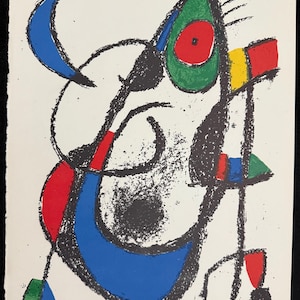 Joan Miro c.1975 Original Color Lithograph Colorful Shapes Abstract Surrealism Surrealist Surreal Composition Modern Artwork Fine Art