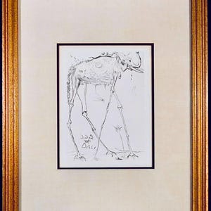 Salvador Dali c.1968 Space Elephant Original Signed Etching Authentic Surreal Artwork Celestial Surrealism Abstract Modern Framed Art