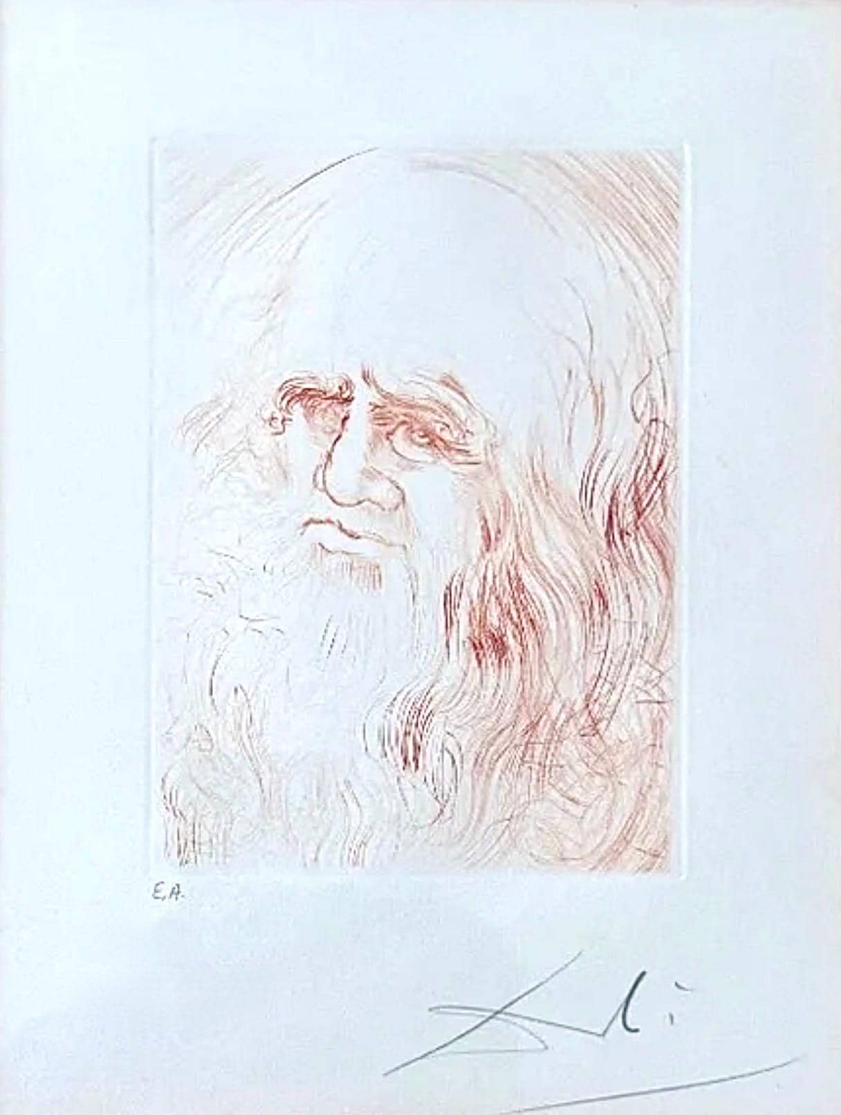 Salvador Dali C.1968 Leonardo Da Vinci Original Hand Signed Etching ...