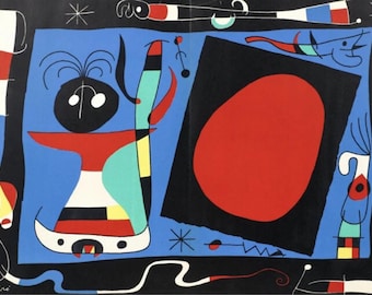 Joan Miro c1956 Le Femme au Miroir Woman In Mirror Original Signed Lithograph Abstract Surrealism Surrealist Surreal Artwork Modern Fine Art