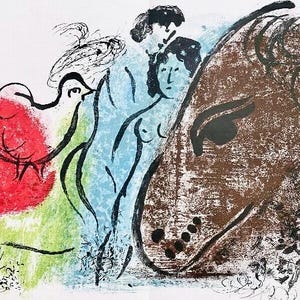 Marc Chagall c.1952 The Sorrel Horse Original Color Lithograph COA Romance Love Marriage Couples Horse Rooster Fertility Modern Fine Art