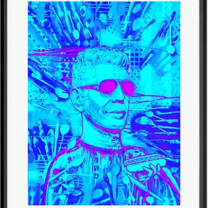 Eat Well: Homage To ANTHONY BOURDAIN #1 Matted 11x14&quot; Print Modern Decor Chef Cook Culinary Restaurant Foodie Gift Pop Art Artwork Design