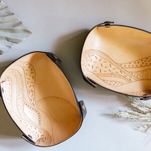 Carved Leather Catchall Collapsible Valet Tray