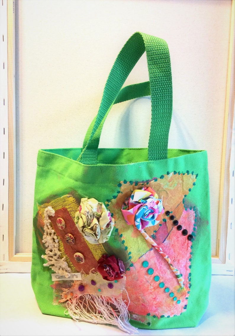 Mixed Media Tote Bag Canvas Bag Project Bag Etsy