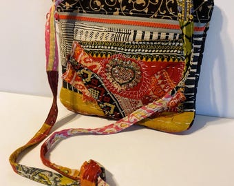 Boho Aztec Crossbody Bag – African Print Patchwork, Small Travel & Festival Purse