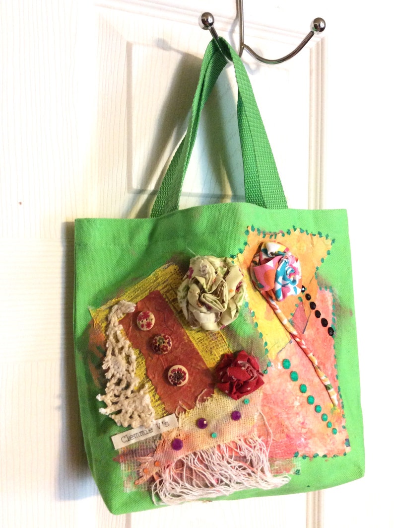 Mixed Media Tote Bag Canvas Bag Project Bag Etsy