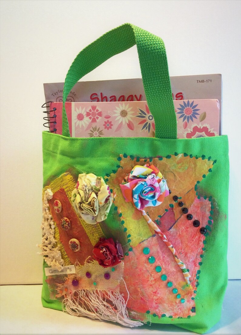 Mixed Media Tote Bag Canvas Bag Project Bag Etsy