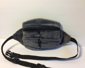 Faux Fur Fanny Pack, Gray  Hip Bag