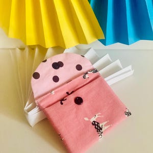Pink Dog Print Fabric Card Holder: Slim Credit Card Wallet