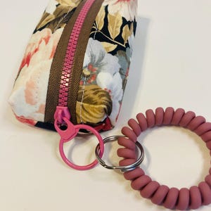 Floral Cotton Mini Boxy Zip Pouch with Wristlet