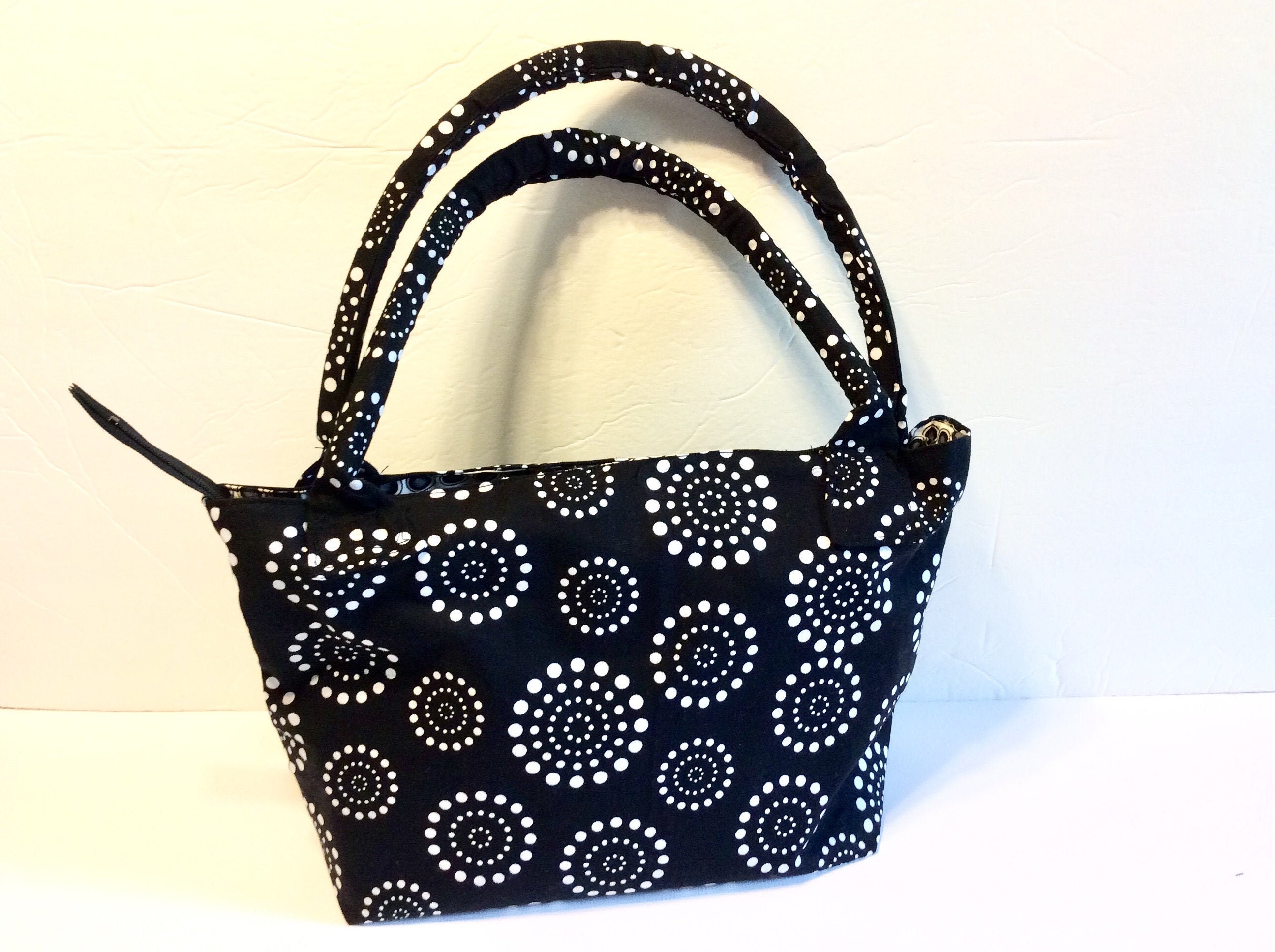 Womens Polka Dot Handbag Black and White Tote Bag | Etsy