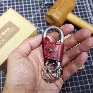 MICO Carabiner leather wrapped Key holder, key chain, key fob, karabiner, Stainless Steel Carabiner Fast Clasp Clip M8 8cm image 6