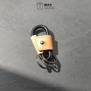 MICO Carabiner leather wrapped Key holder, key chain, key fob, karabiner, Stainless Steel Carabiner Fast Clasp Clip M8 8cm image 5