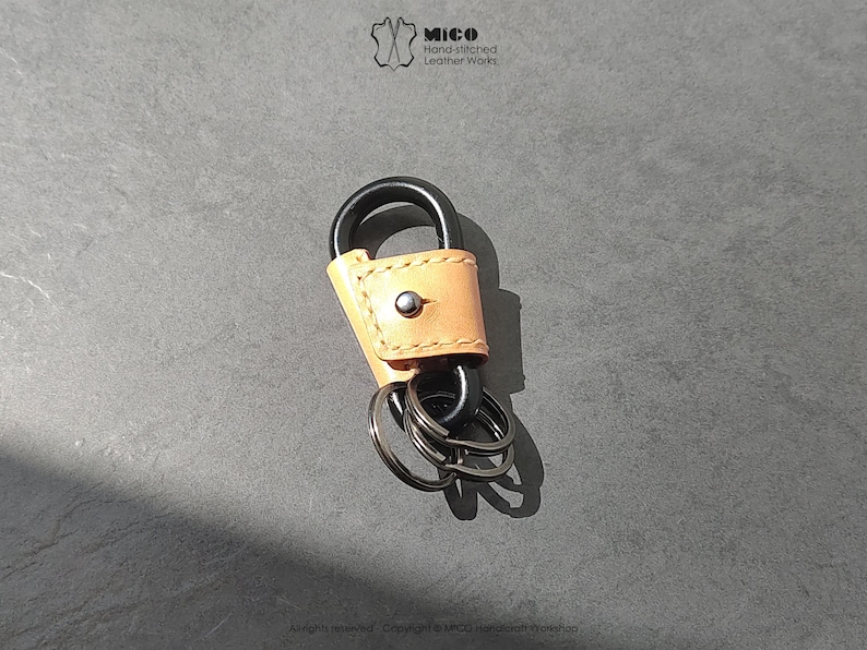 MICO Carabiner leather wrapped Key holder, key chain, key fob, karabiner, Stainless Steel Carabiner Fast Clasp Clip M8 8cm image 5