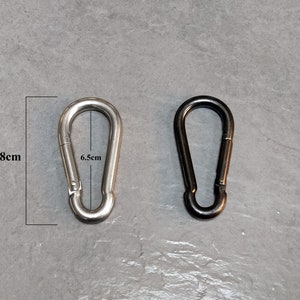 MICO Carabiner leather wrapped Key holder, key chain, key fob, karabiner, Stainless Steel Carabiner Fast Clasp Clip M8 8cm No leather wrapped