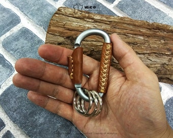 MICO Carabiner leather wrapped Key holder, key chain, key fob, karabiner Type B