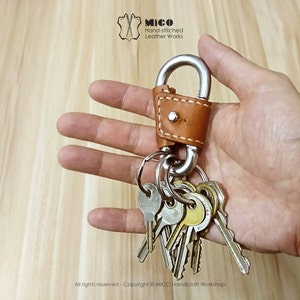 MICO Carabiner leather wrapped Key holder, key chain, key fob, karabiner, Stainless Steel Carabiner Fast Clasp Clip M8 8cm image 4