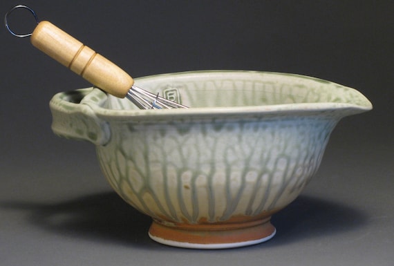 Egg Bowl With Green Wood Ash Glaze - 