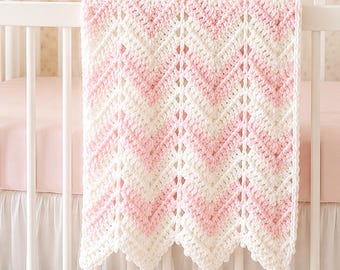 Crochet Baby Blanket Pattern: Easy Chevron Design (PDF Pattern)