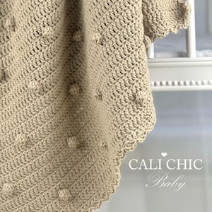 Crochet Bobble Baby Blanket Pattern Latte #174 for a baby afghan pattern with adorable bobbles and cuddly feel for standout baby shower gift
