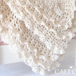 Crochet Baby Blanket Pattern Victorian #89 with Double Layer Edging for a Gorgeous Baby Shower Gift or DIY Blanket Keepsake.