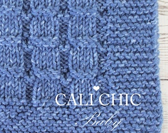 Easy Knit Baby Blanket Pattern: Cali Denim Beginner DIY (PDF Pattern, Instant Download)