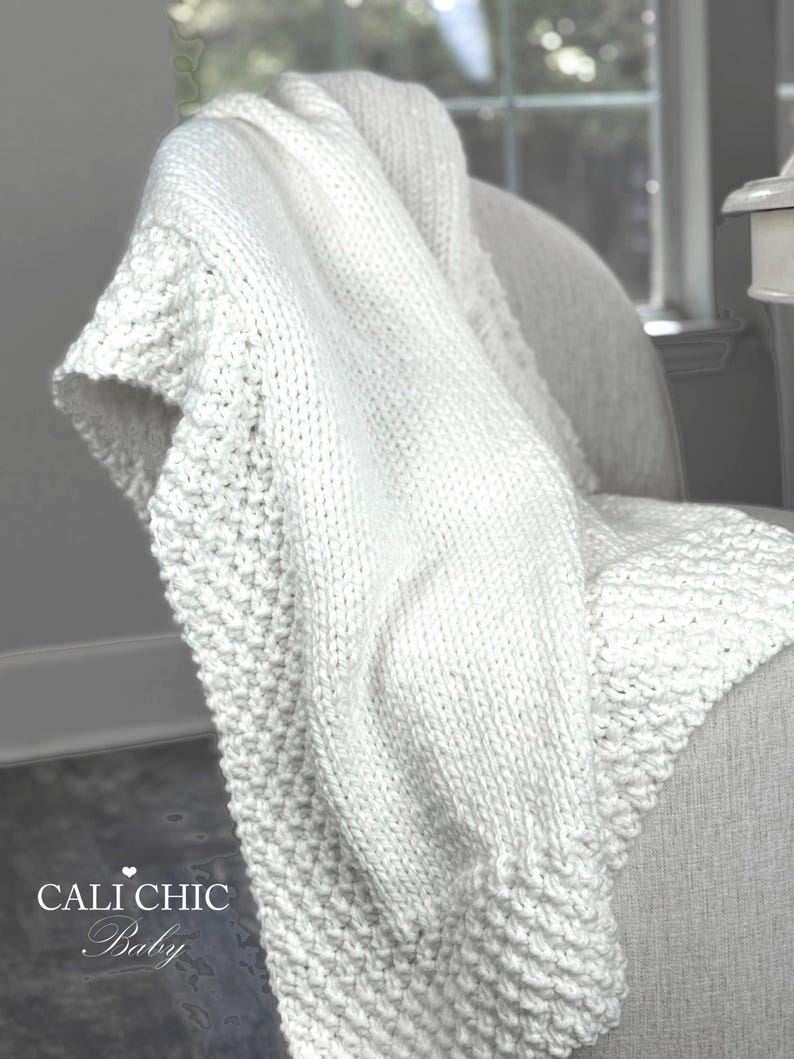Easy Knit Baby Blanket Pattern: Bulky Yarn Afghan, Throw (PDF Pattern) image 7