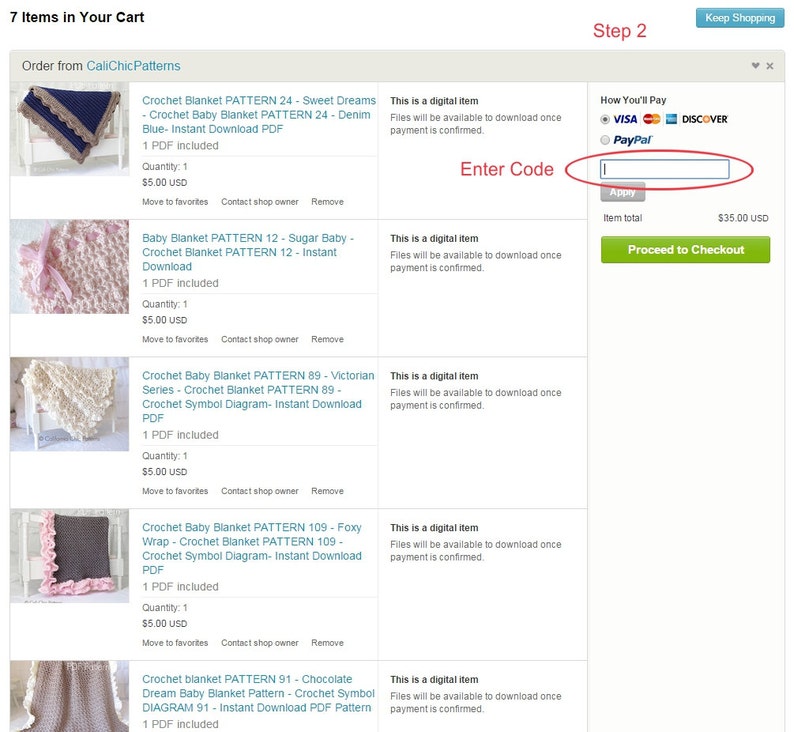 7 Pattern SET SALE Sale Coupon Code Pick Any Seven 7 Etsy