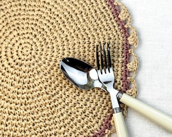 Crochet Placemat Pattern, Fiesta #703, Raffia Wood Fiber Yarn (PDF Download)