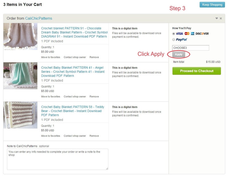 Patterns 3 SET SALE Sale Coupon Code Pick Any Three 3 Etsy