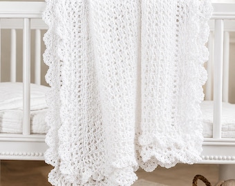 Victorian Crochet Baby Blanket Pattern, Double Layer Edging (PDF Pattern)