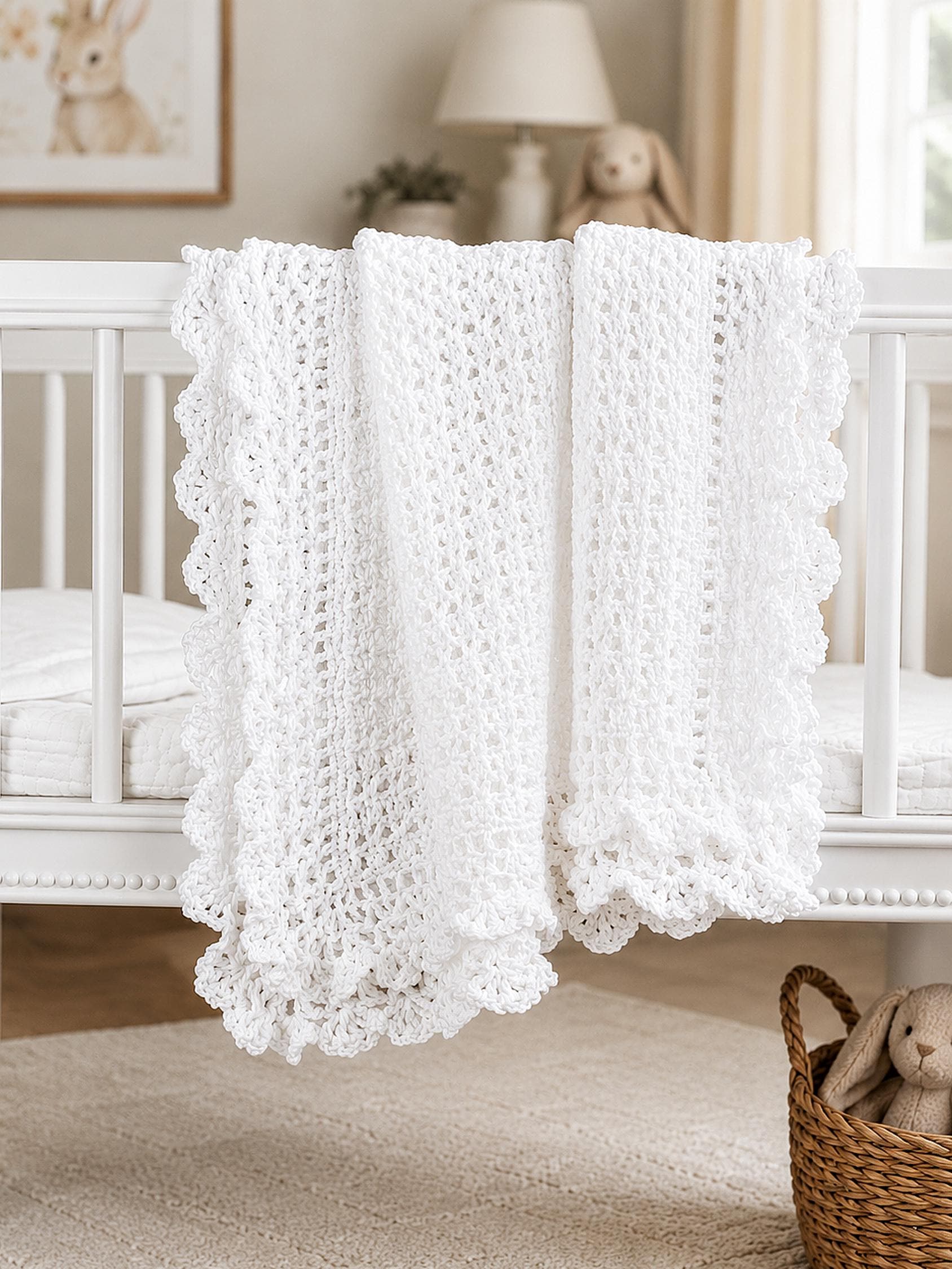 White Vintage Crochet Blanket - Etsy