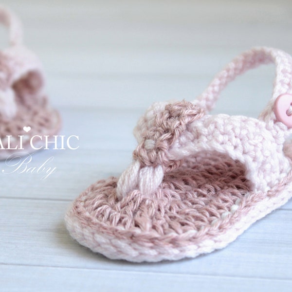 Sandales bébé au crochet modèle 312, modèle de tongs bébé Malibu, sandales bébé au crochet, modèle PDF à téléchargement immédiat