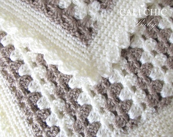 Crochet Blanket PATTERN, Baby Blanket Crochet Pattern 58 Teddy Bear Mocha and Cream, DIY Baby Blanket Instant Download PDF Pattern