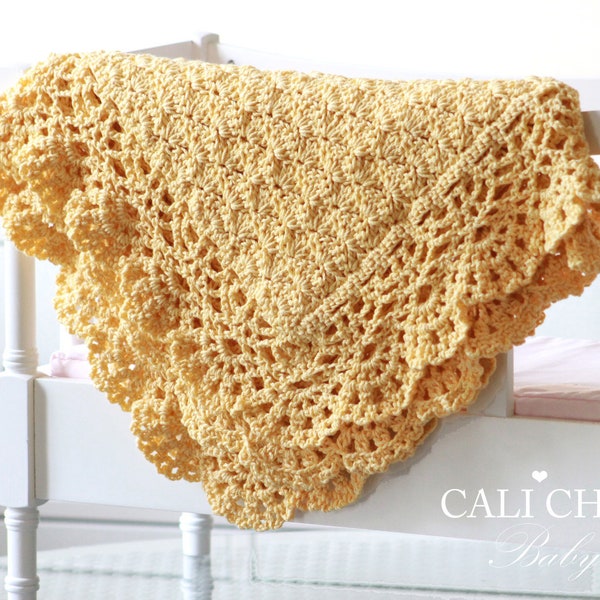 Baby Afghan PATTERN, Crochet Baby Blanket Fairy Pattern 124, Golden Yellow Baby Afghan, DIY Baby Blanket, Instant Download PDF