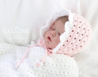 Crochet Baby Bonnet Pattern 441, Angel Crochet Bonnet Pattern, Baby Bonnet Hat Pattern, DIY Baby Hat Pattern Instant PDF Download