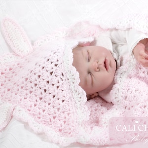 Hooded Baby Blanket Crochet Pattern, Little Bunny 156, Baby Blanket Pattern, DIY Crochet Baby Blanket Instant PDF Pattern Download