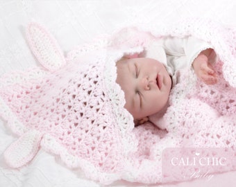 Hooded Baby Blanket Crochet Pattern, Little Bunny 156, Baby Blanket Pattern, DIY Crochet Baby Blanket Instant PDF Pattern Download